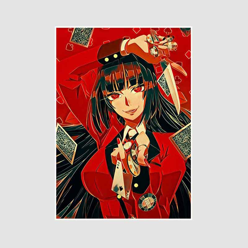 Classic Anime Kakegurui Posters Retro White Paper Manga Figure Poster Decor Prints Clear Image Bedroom Bar Decoration Art Painting Decorative Pictures