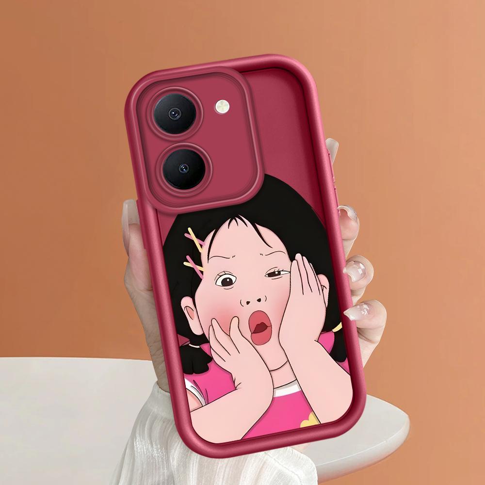 Scări pătrate din silicon moale, model de desene animate, acoperire completă, protecție pentru cameră, husă rezistentă la șocuri pentru iPhone Infinix Tecno Vivo