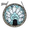 Ghost Lantern Props Halloween Stained Glass Suncatcher Ornament Vintage Hanging Window Decor with Pumpkin Bat Witch Weather Resistant Yard