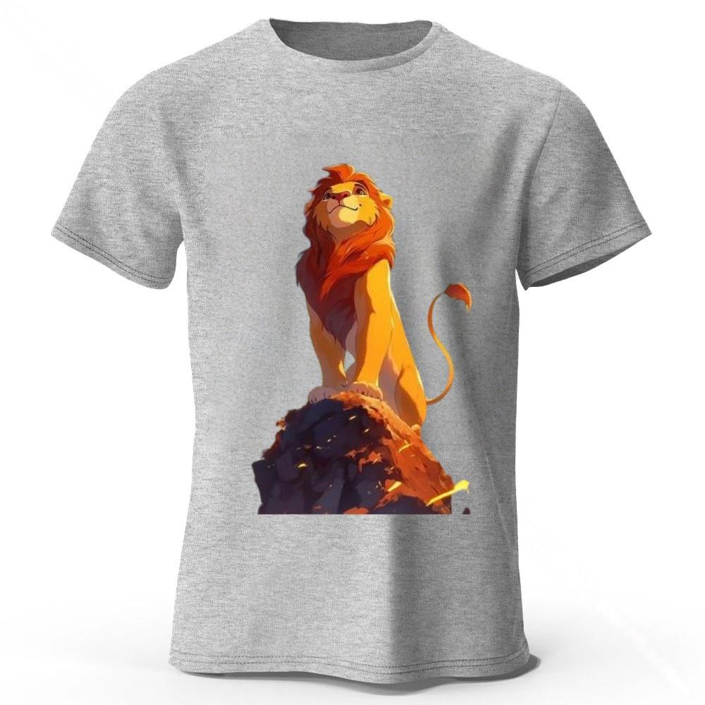 Durable Lion King Simba Highquality Pure Cotton Tshirt for Men Daily Leisure Running Fitness Short Sleeved Quick Drying Design