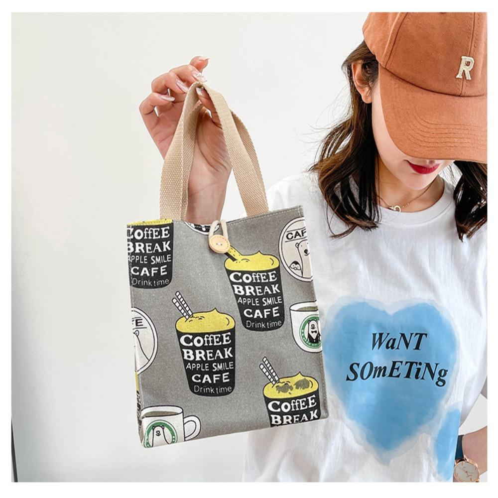 Printed Butterfly Lunch Bag For Women Girla Large Capacity Work Food Container Bags Portable Canvas Travel Picnic Lunch Bags
