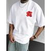 European Size Men's Casual Drop-Shoulder Printed T-Shirt with Lipstick Mark Pattern - Short Sleeve, Crew Neck, Summer Tee, Bold Lip Print Design