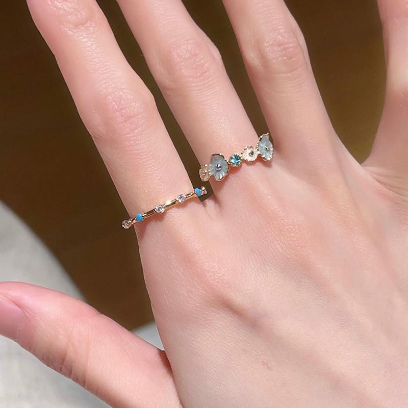 Ring Fashionable Copper With Unique Blue Enamel Finish For Womens Everyday Wear