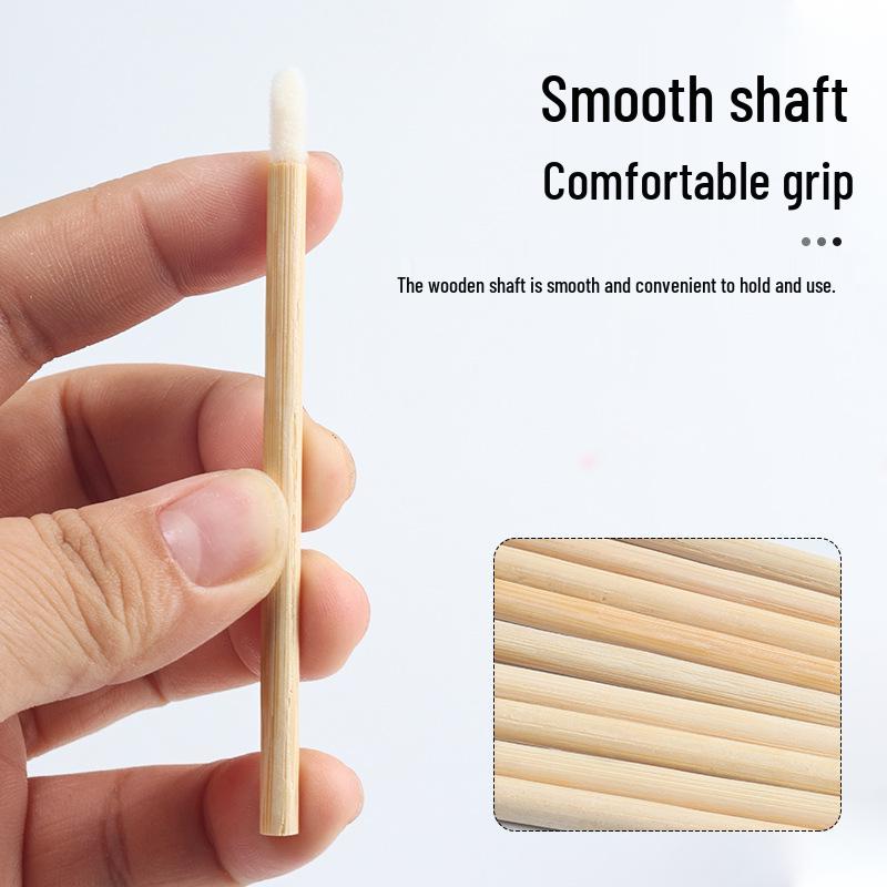 Disposable Bamboo Lip Brush with Wooden Handle