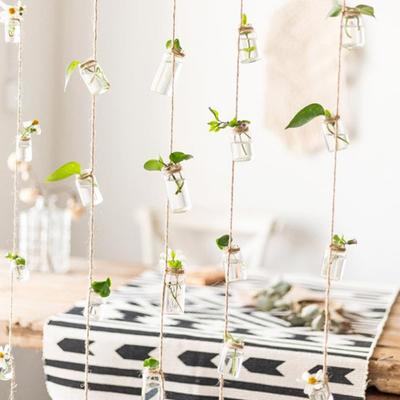 Decor Glass Vase 1 Strings Hanging Vase With 8 Mini Bottle Wind Chimes Style Nordic Home Decor Flower Plant Hydroponic Containe