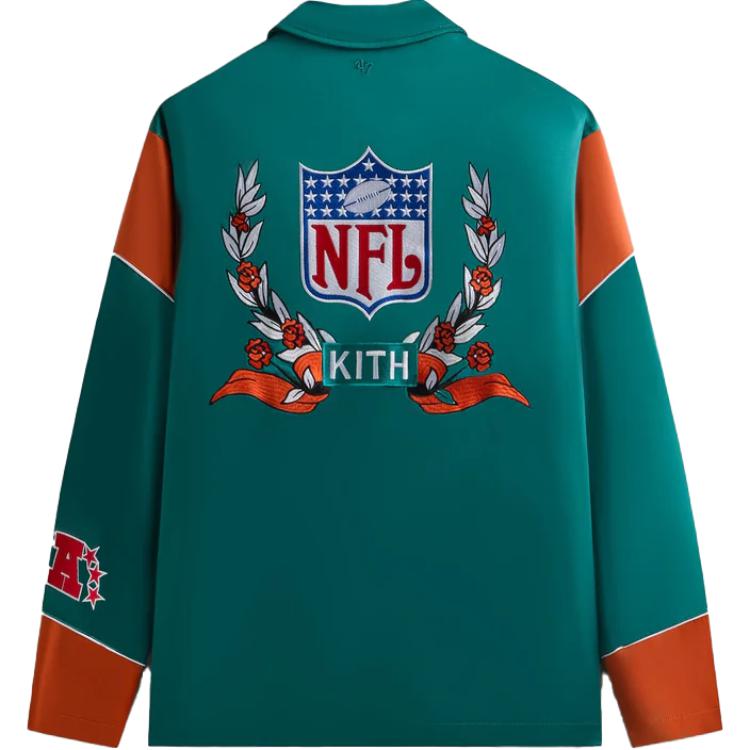 Kith & 47 for the NFL: Dolphins Kieran Coaches Jacket Center Men Outerwear Green KHM010688-380