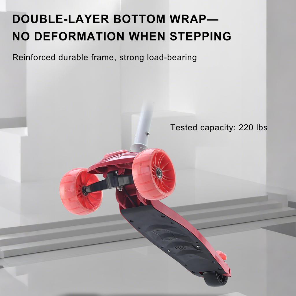 2-in-1 Kids Scooter Foldable Seat Light 3 Wheel Adjustable Folding Bar Blue/Pink