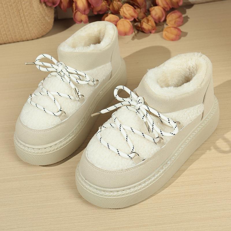 Fashion Fashion Lace Up Platform Snow Boots Women 2025 Thicken Plush Warm Winter Boots Woman Thick Sole Non Slip Cotton Padded Shoes