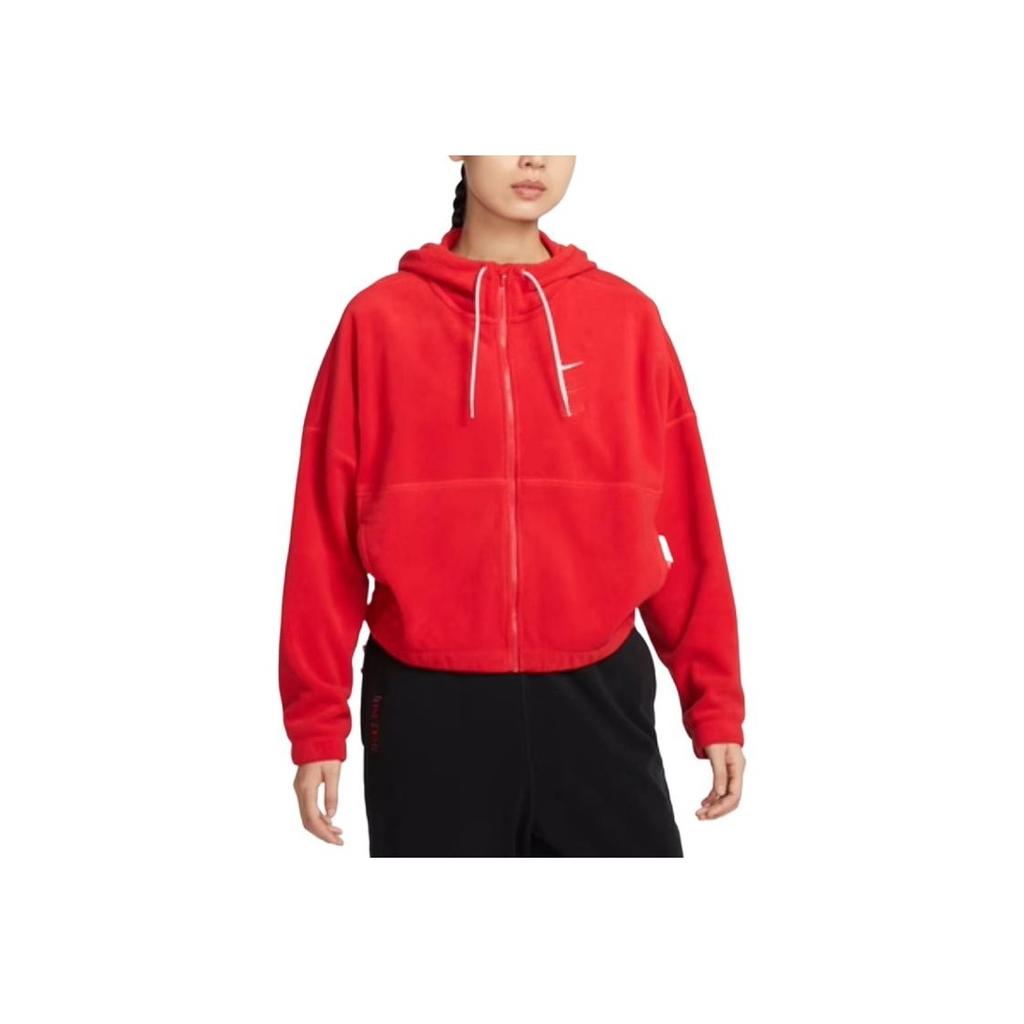 Nike Dragon Rise Seria Anului Nou Jachetă Fleece cu Glugă și Fermoar, Largă și Călduroasă, cu Logo și Litere, pentru Femei, Îmbrăcăminte Exterioară, Roșu Universitar FZ6387-657