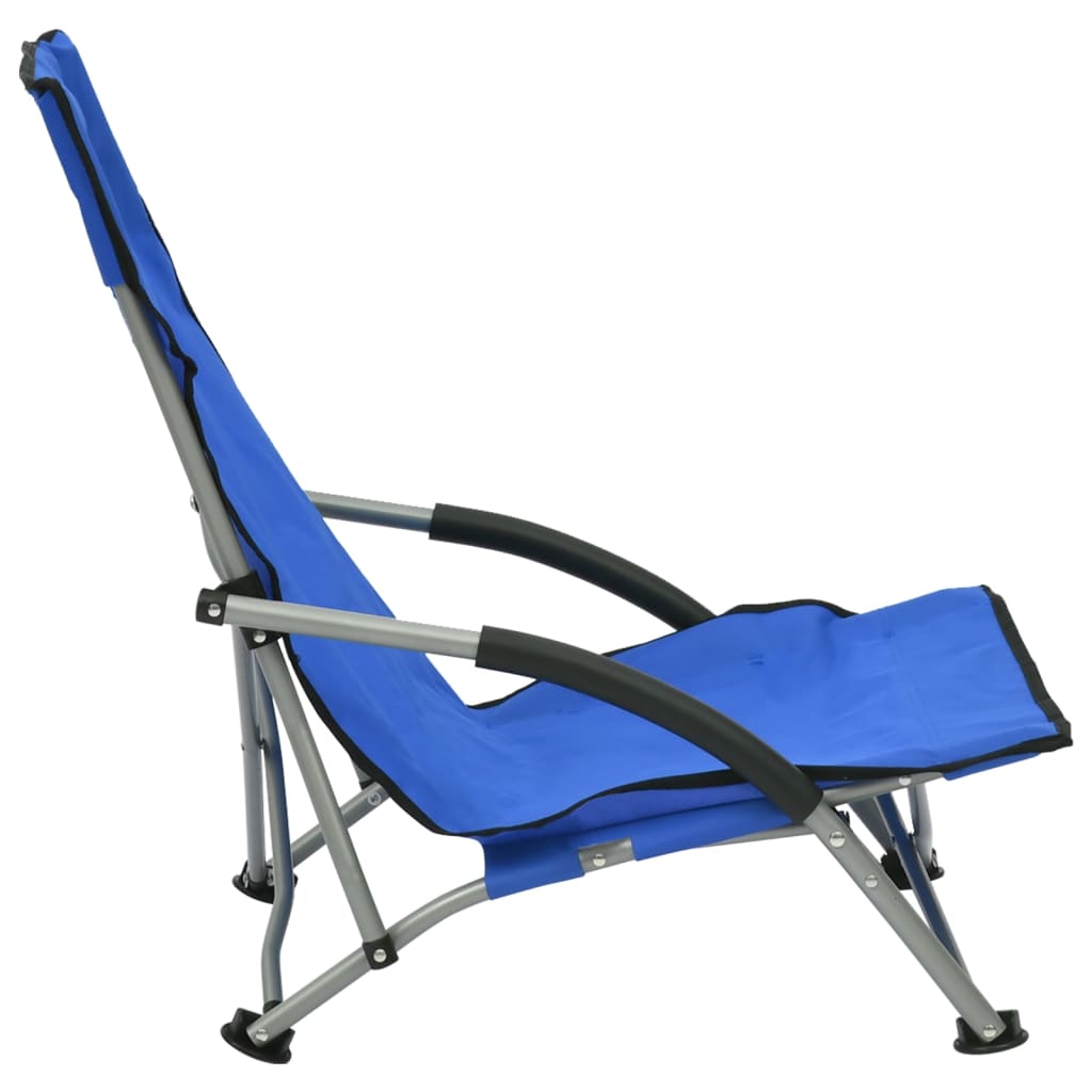vidaXL Folding Chairs, 2 Pieces, Blue Fabric