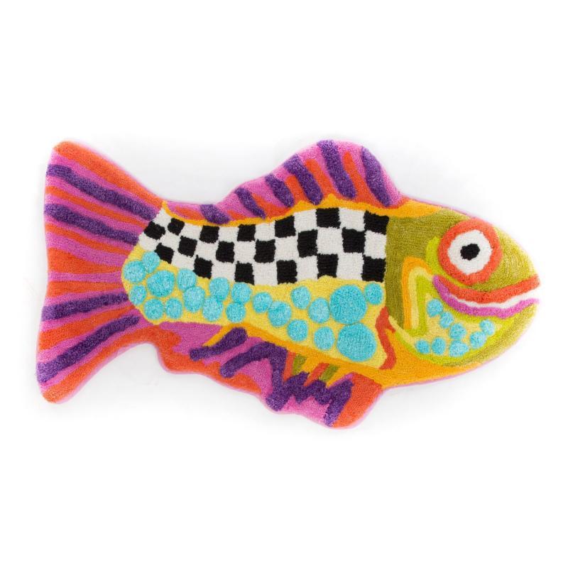 Cute Cartoon Cat Fish Shape Soft Plush Rug Non Slip Absorbent Floor Mat for Kids Bedroom Home Gift