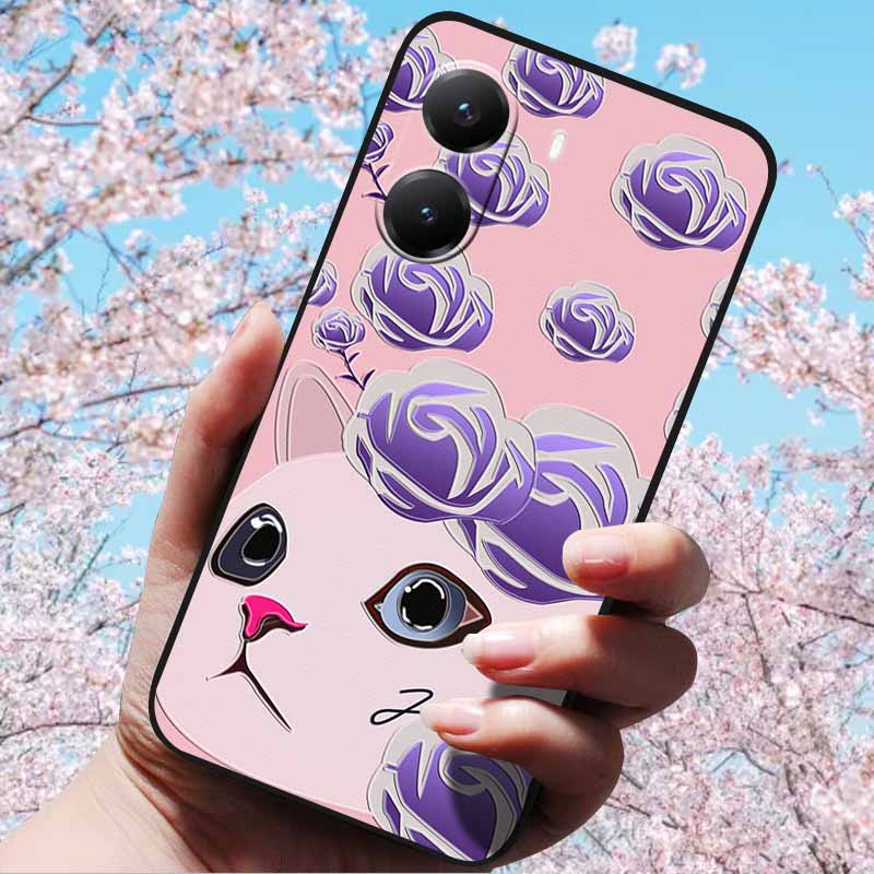 For Xiaomi Poco X7 Pro 3D Relief Flower Emboss Soft Silicone Case Cartoon Painted Back Cover for Poco X7 Pro with 3D Relief Case