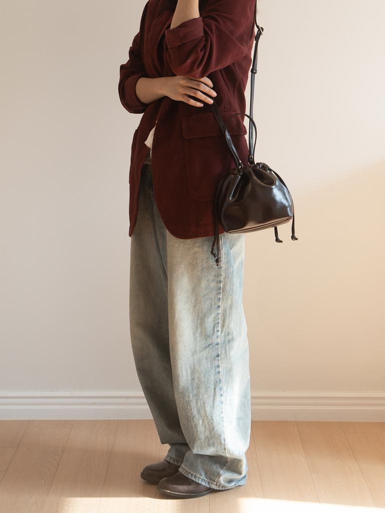 Oimo Leather Dumpling Bucket Bag - Brown