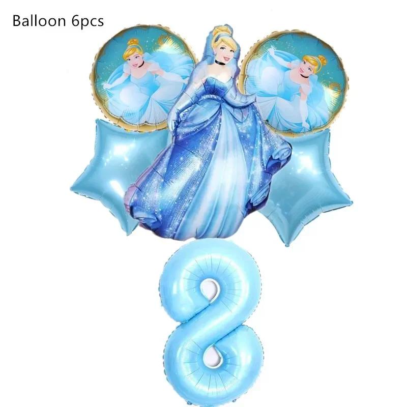 Cinderella Birthday Party Decoration Princess Balloons Cups Plates Banner For Girls Party Favor Gifts Baby Shower Photo Props