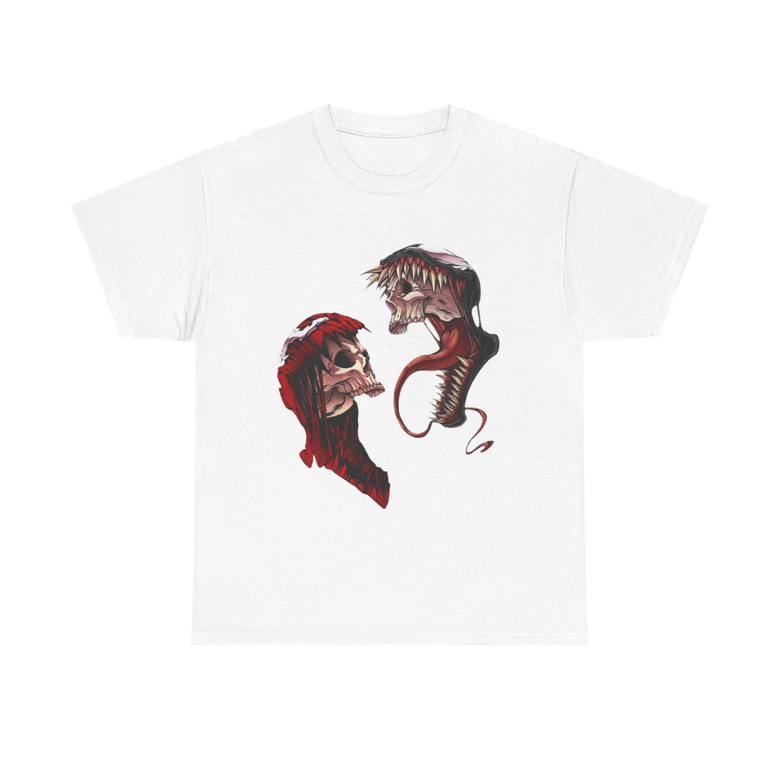 Venom and Carnage Skull Heads Tee | Horror Illustration, Red Black Graphic L