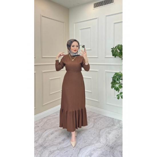 Rochie hijab cu curea detaliată cu fustă de damă