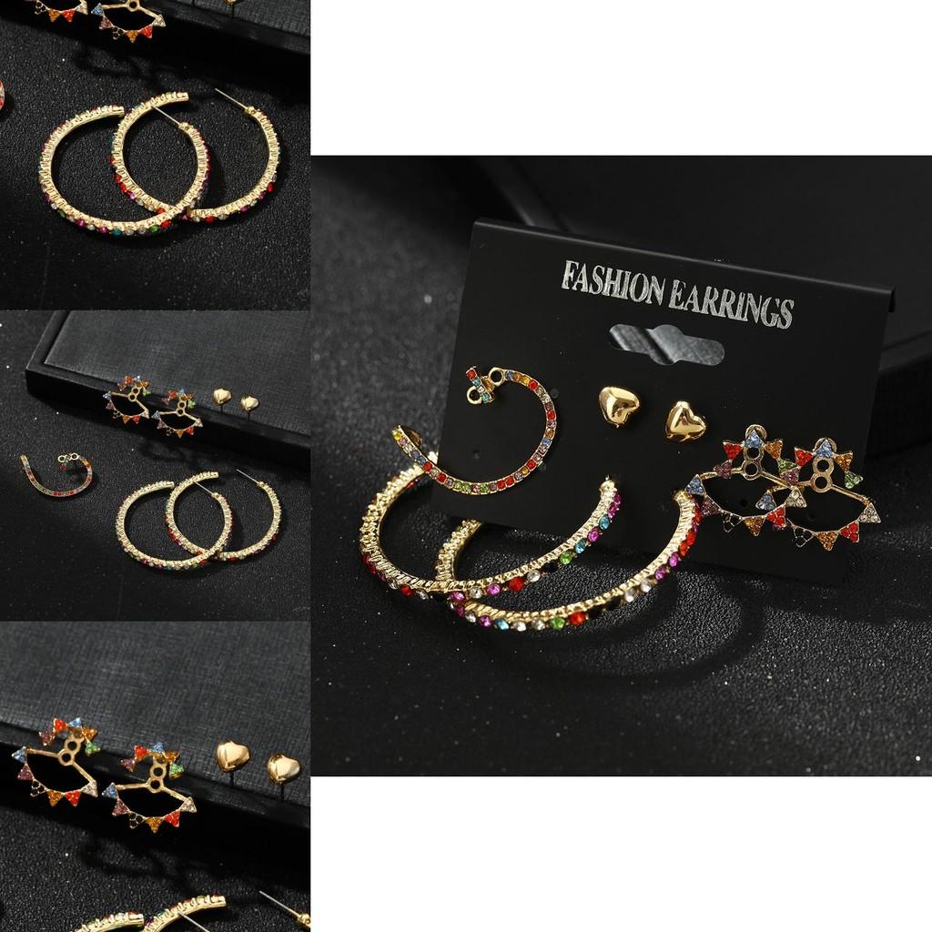 Cute Trendy Alloy Earrings Fresh Diamond Design Perfect For Weddings And Birthdays
