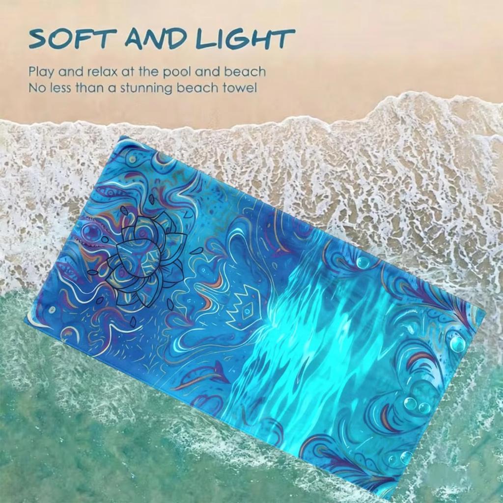 Plush Luxury Beach Towel, Soft Absorbent Lightweight Polyester Microfiber Modern Fabric Machine Washable Strong Wrap