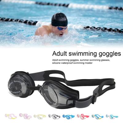 Swimming Goggles Waterproof Ergonomic Design Ultralight Adjustable with Nose Pad Protective Silicone Summer Fog-Proof Swimming Goggles Diving Eyewear