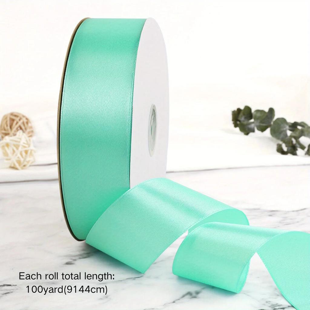 Solid Color Ribbon 1 Roll for Bouquet Bow Gift Wrapping DIY Decorative Cake Tying Christmas Wedding Birthday Party Decorations