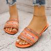 2024 Brand Women's Shoes Basic Women's Slippers Fashion Color Matching Daily Slippers Women New Peep Toe Plus Size Flat Slippers