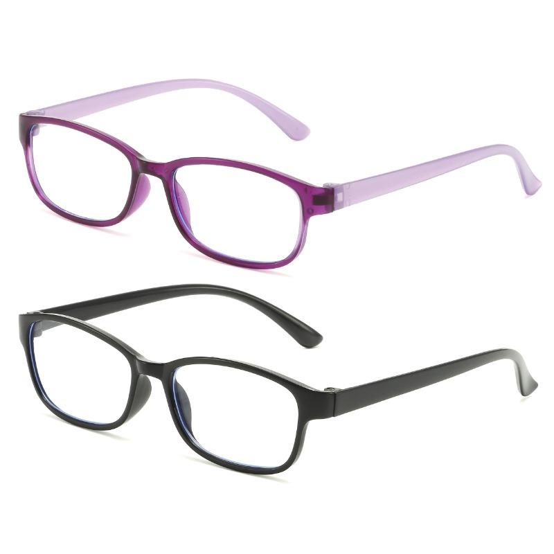 

2 шт. Элегантные ретро очки для чтения для женщин и мужчин, легкие, квадратной формы, с фиолетовой и черной оправой, от +1.00 до +4.00 4.0