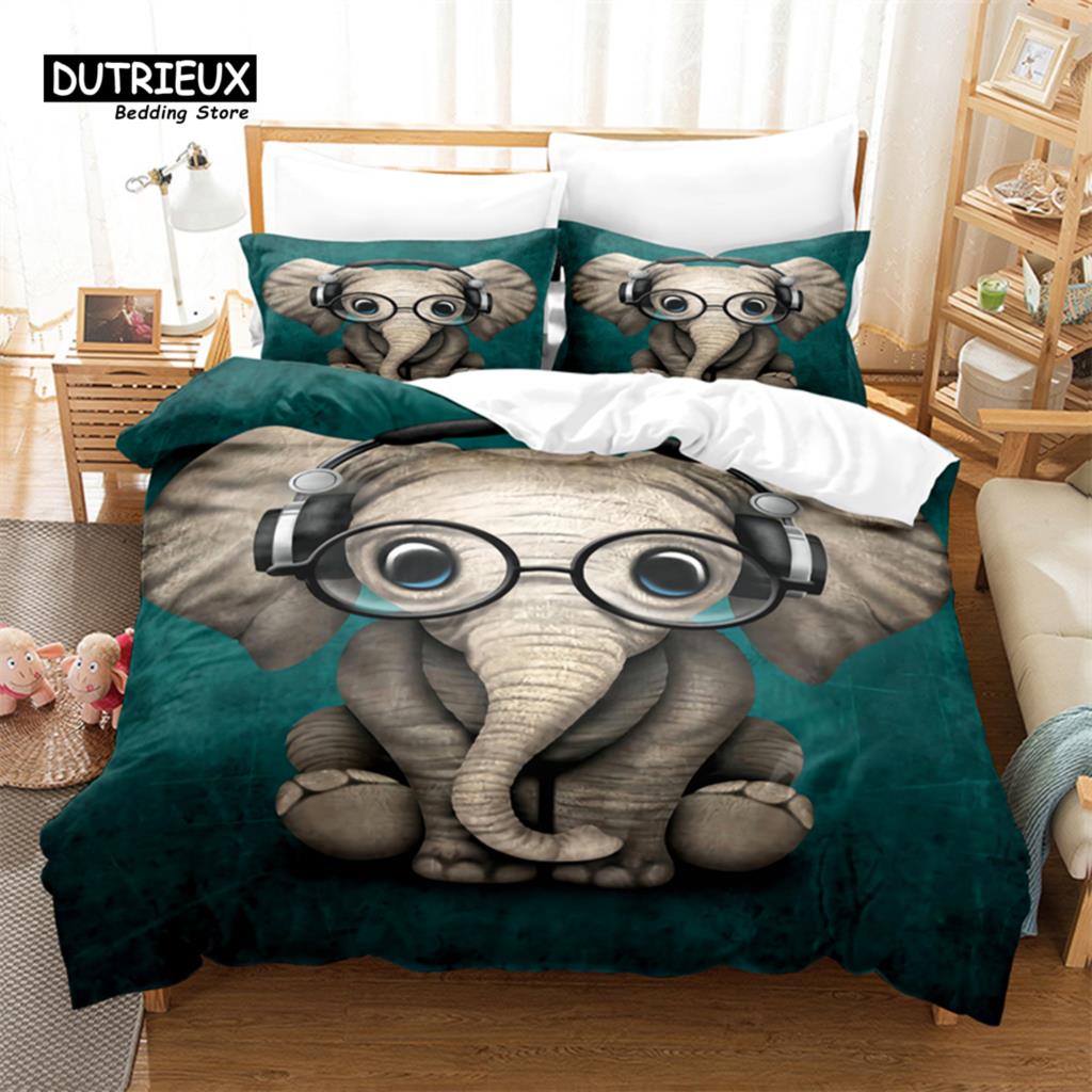 

Cartoon Animal Bedding Set, 3Pcs Duvet Cover Set, Soft Comfortable Breathable Duvet Cover, For Bedroom Guest Room Decor EU single(135x200cm)