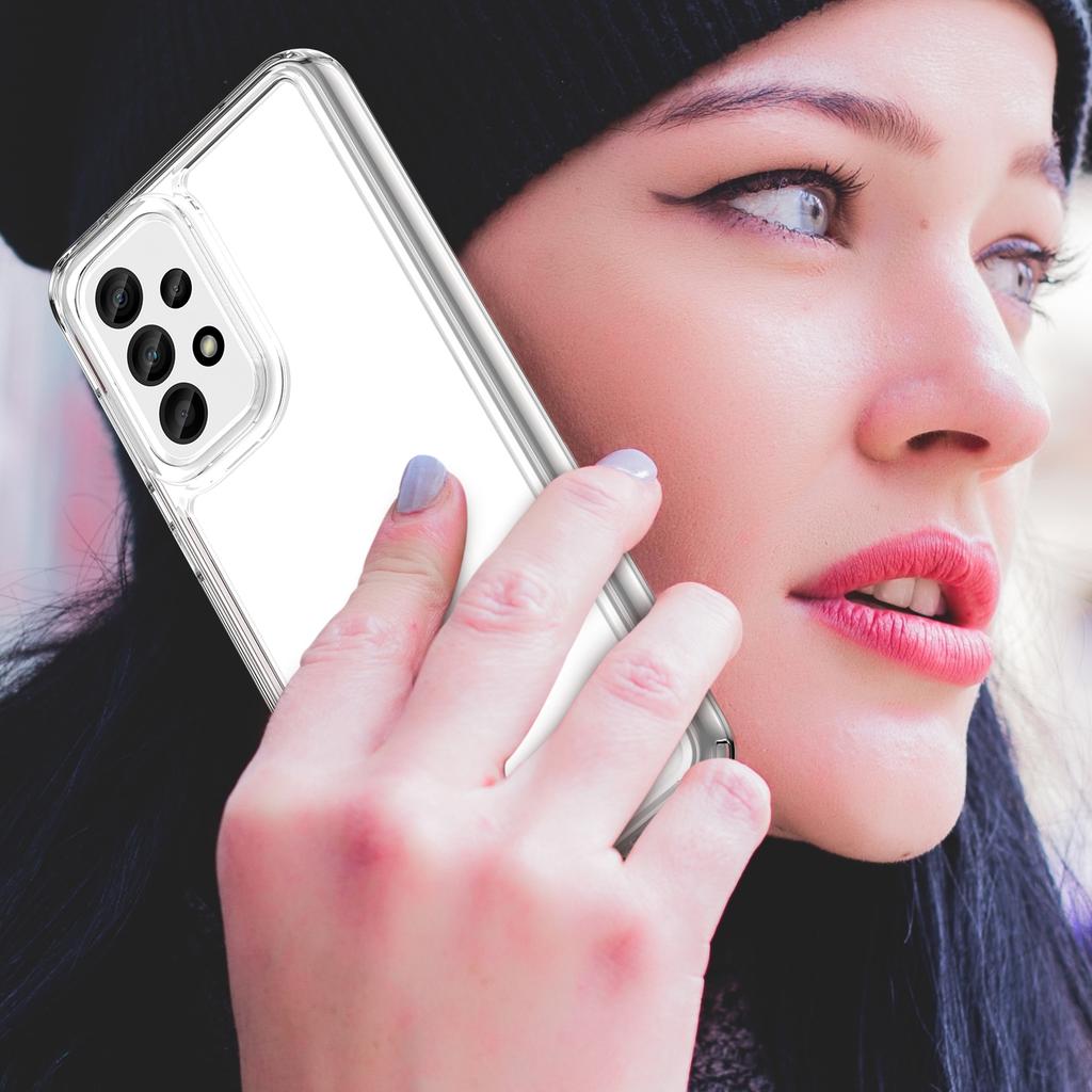 Phone Cover for Samsung Galaxy A33 5G Clear Case with Electroplating Buttons (Big Rear Lens Hole)