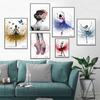 Beautiful Ballet Dancer Canvas Poster Prints Abstract Butterfly Flower Watercolor Canvas Painting Wall Art Pictures Home Decor