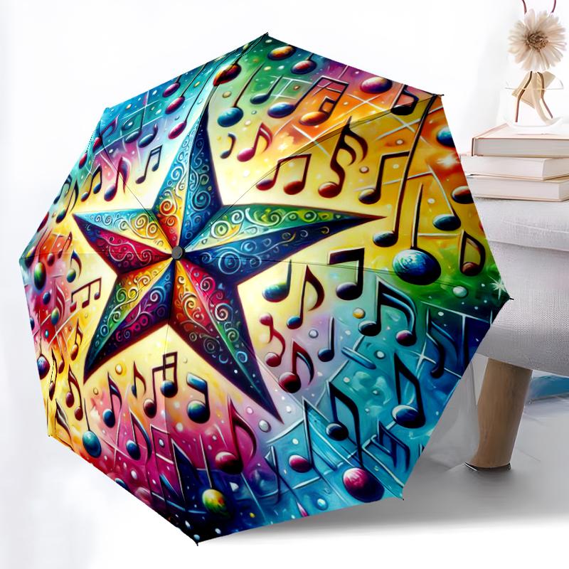 1PC Musical notes Umbrella Portable Folding Umbrella Iron Frame Hole Bone Structure Outdoor Home Umbrella A4