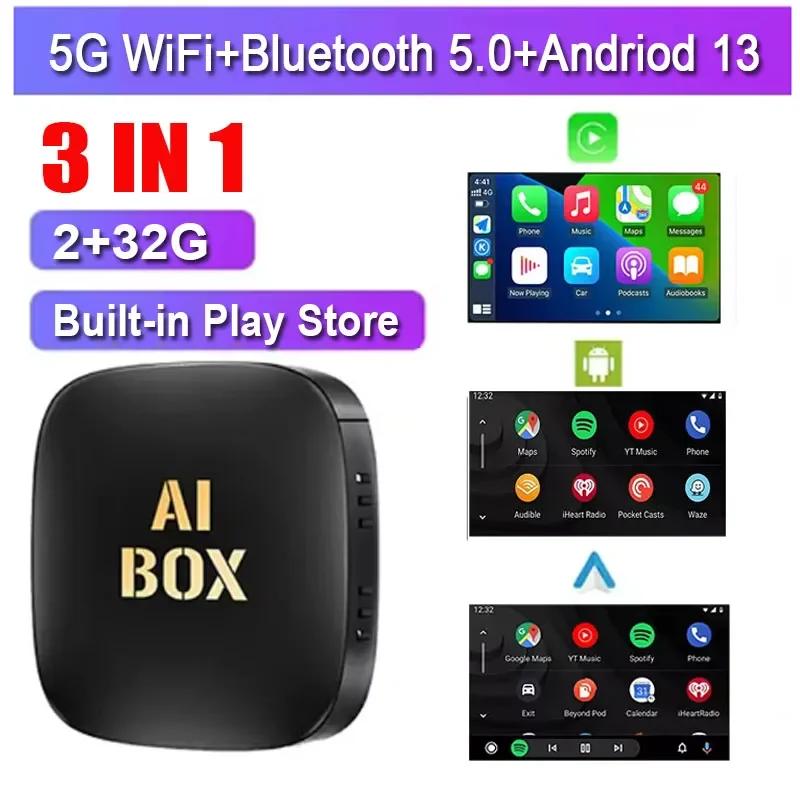 3 In 1 Wired to Wireless CarPlay Adapter Cars Smart Ai Box Android 13.0 Auto Adapter For Youtube Nexflit Bulit in Play Stroe