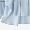 ZANZEA Women Casual Lapel Neck Long Sleeve Loose Pleating Irregular Blouse