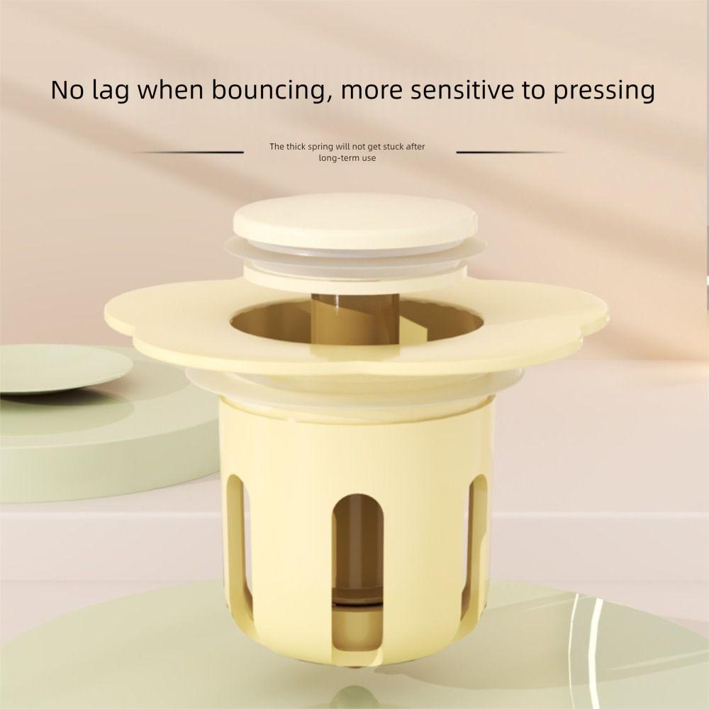 

Rebound Drain Plug Filter Flower Shape Bathroom Sink Drain Stopper for 34-40mm Wash Basin бежевий
