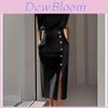 Elegant Summer Dress For Women With High Waist And Button Details For Office Wear