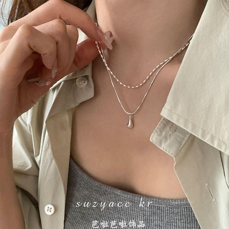 Imitation pearl broken silver bow necklace temperament light luxury high sense versatile lady natural pearl collarbone chain