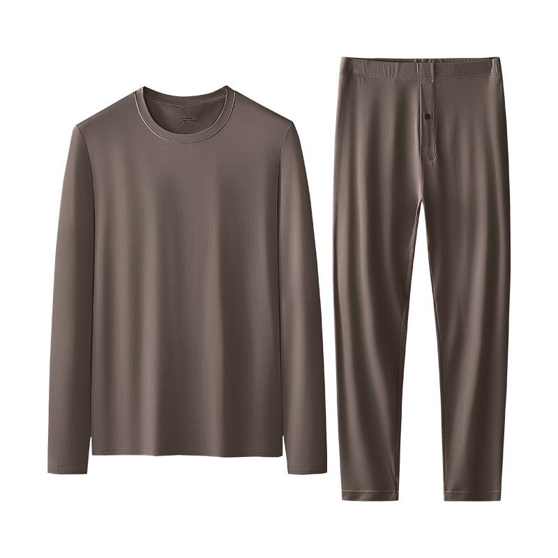 Men's Autumn/Winter Lenzing Modal Seamless Base Layer Set: Long Sleeve Undershirt & Pants.