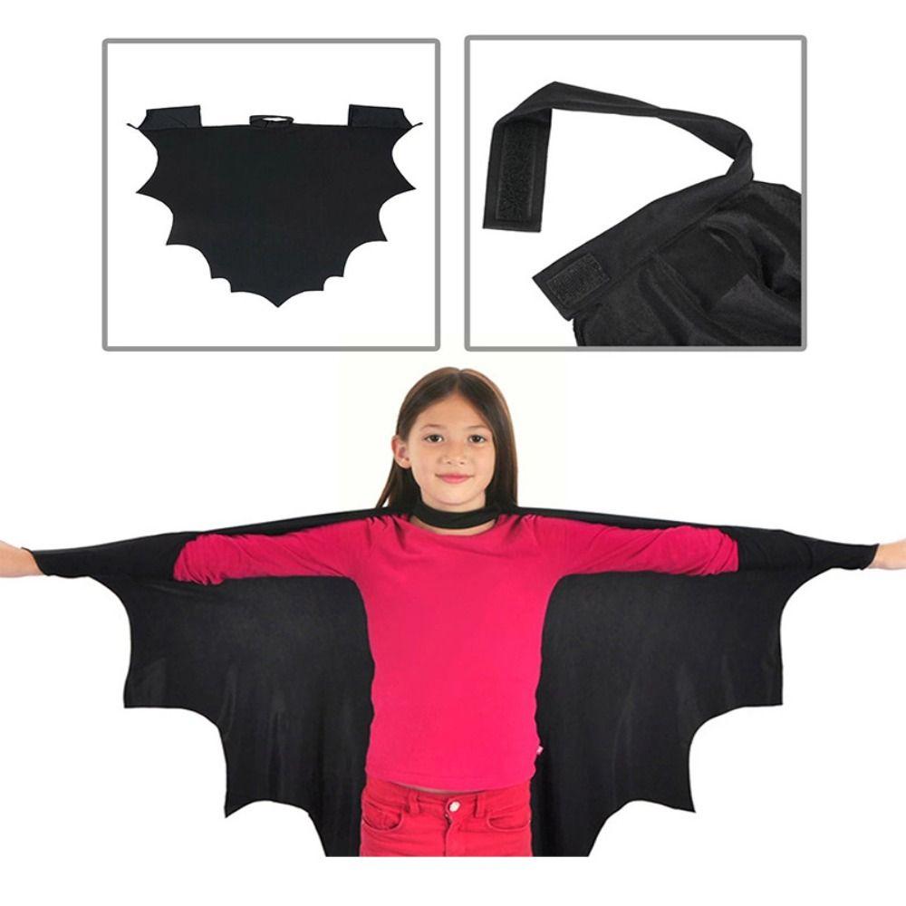 Vampire Shape Black Bat Wing Cape With Patch Halloween Cosplay Costume Halloween Stage Wear Kids