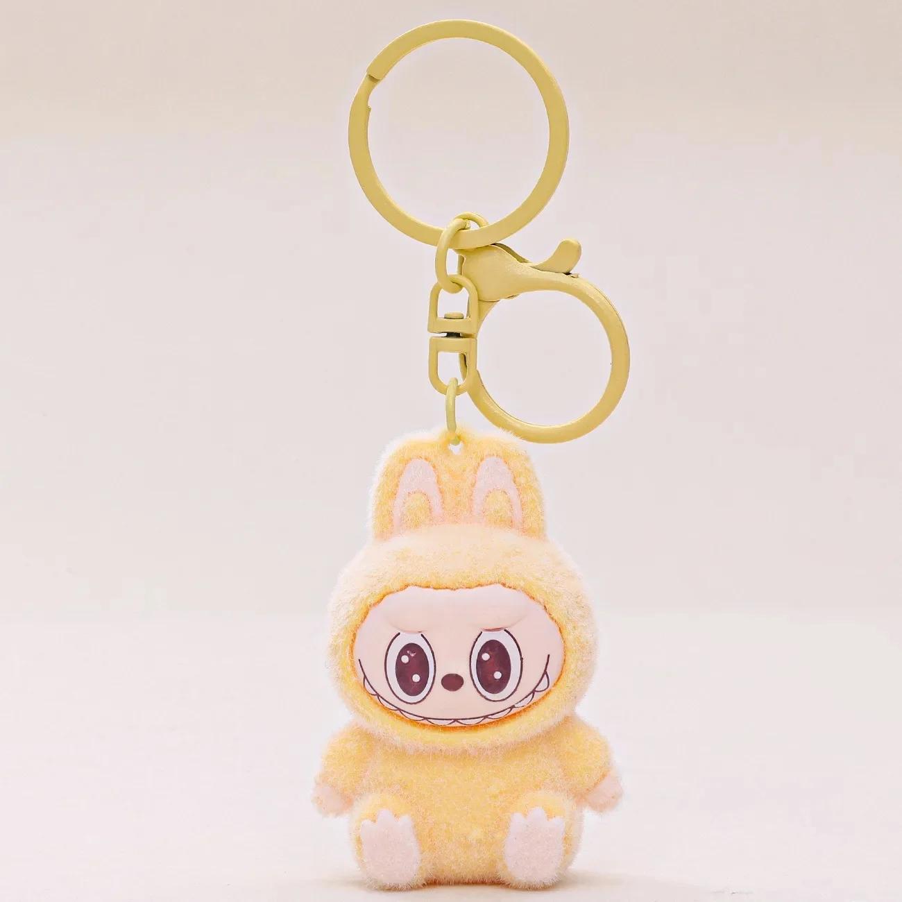 

Милый брелок с флокированным животным, идеально подходящий для подарков и украшения рабочего стола жёлтый