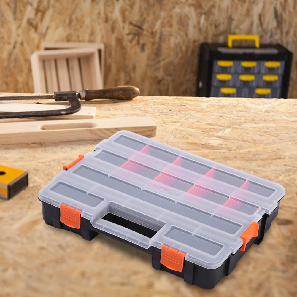 Double Side Tools Box Organizer Plastic Small Parts Storage Case Tool Storage Box Portable Tool Box for Screws Nuts Nails Bolts