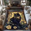 Vintage Zwarte Kat Print Vloerkleed, Art Nouveau Bloemen Halloween Vloermat voor Woonkamer Slaapkamer Speelkamer Studentenkamer Huisdecoratie