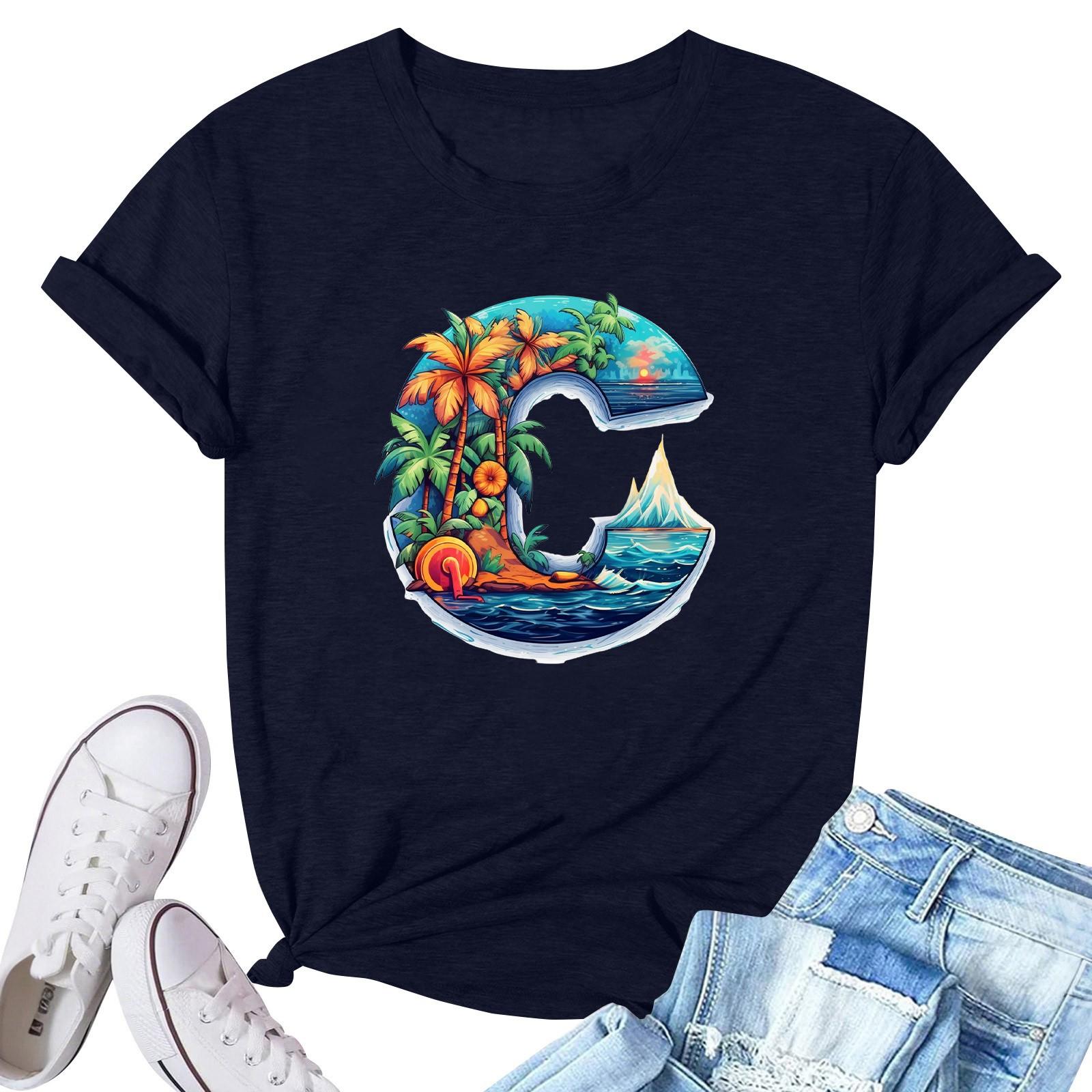 

Женская модная повседневная плиссированная футболка с коротким рукавом с принтом S тёмно-синий