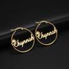 Lucktune Custom Name Hoop Earring Stainless Steel Personalized Letter Nameplate Earrings for Women Jewelry Valentine's Day Gifts