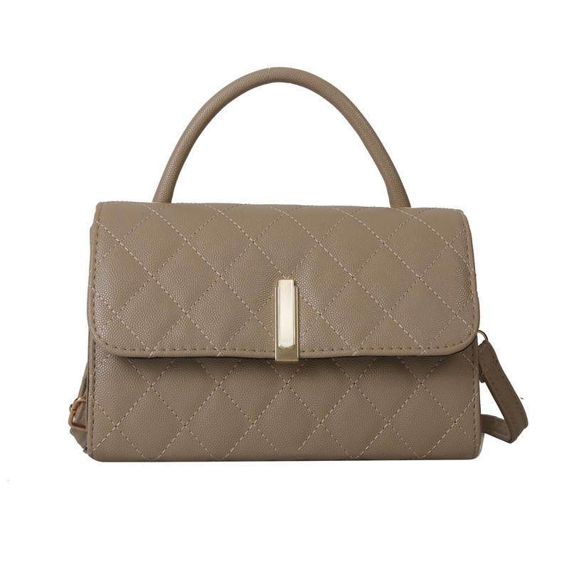 Fashionable Autumn 2023 Women s Pu Stitch Patchwork Small Square Handbag хаки