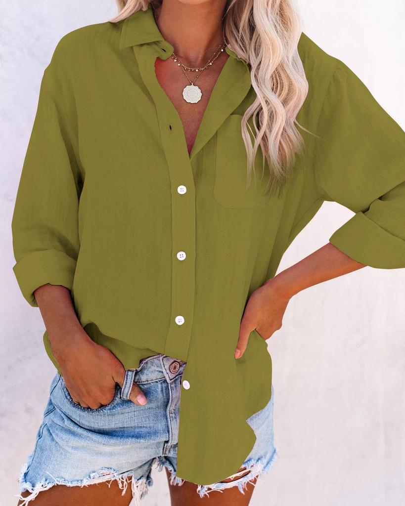 European and American Women's Long Sleeve Casual Lapel Shirt - Autumn/Winter 2020 Collection (Model: MC1033)