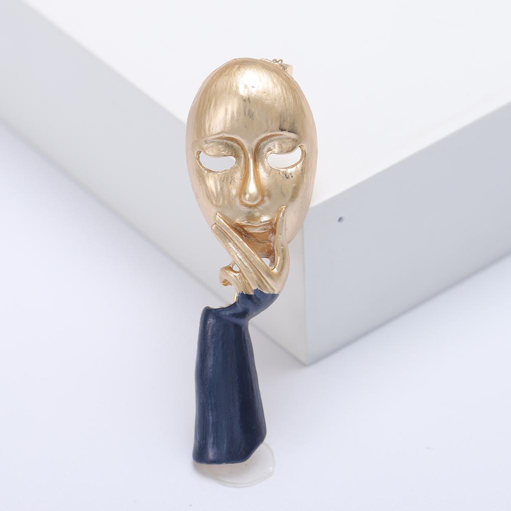 Wind Face Mask Thinker Enamel Drip Brooch, Simple Fashion Coat Accessories