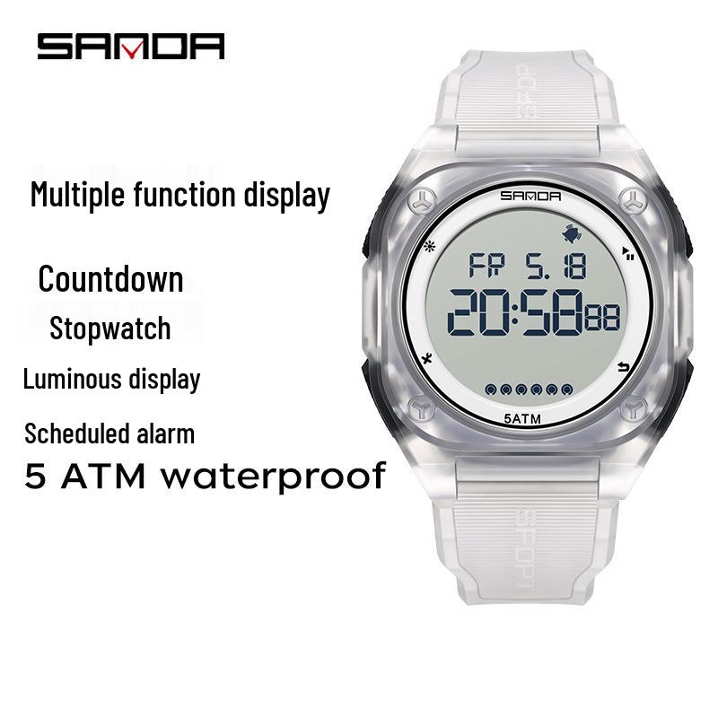 Sanda Multifunctional Luminous Waterproof Student Countdown Watch with Alarm