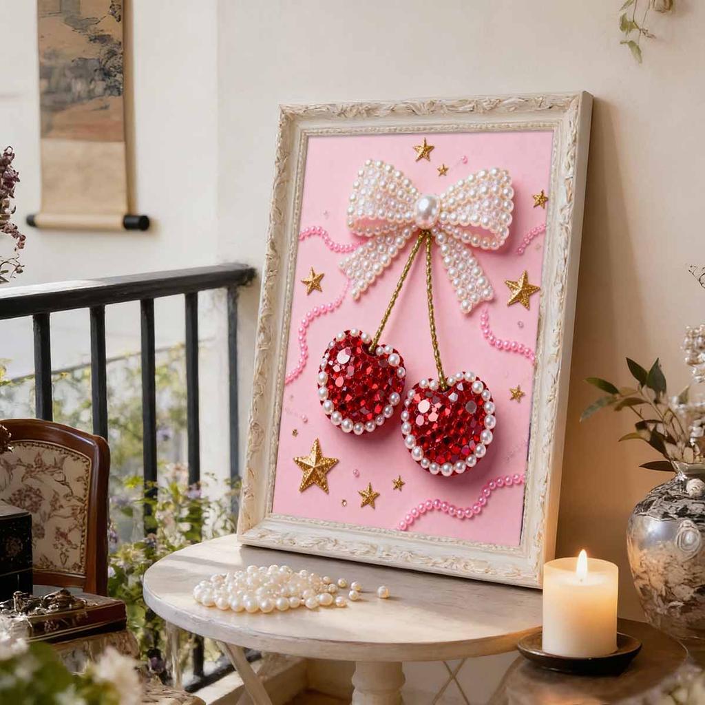 Pearl Painting Kit Cherry Theme Frameless Handicraft DIY Bedroom Decoration Living Room Wall Art Room Decoration Art Craft Decoration