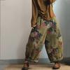 Arrival Autumn Women Cotton Corduroy Ankle-length Pants Casual Loose Elastic Waist Vintage Floral Print Wide Leg Jeans Y134