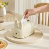 Practical Household Tissue Holder Cute Rabbit Shape Box, Decorative Plastic Facial Dispenser, Round Bunny Ear Box Cream Style Napkin Case for