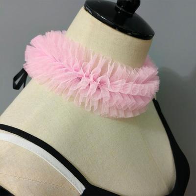 Dámský barevný síťovaný volánkový odnímatelný límec a manžety na zápěstí Módní krční doplněk pro každodenní nošení a společenské události